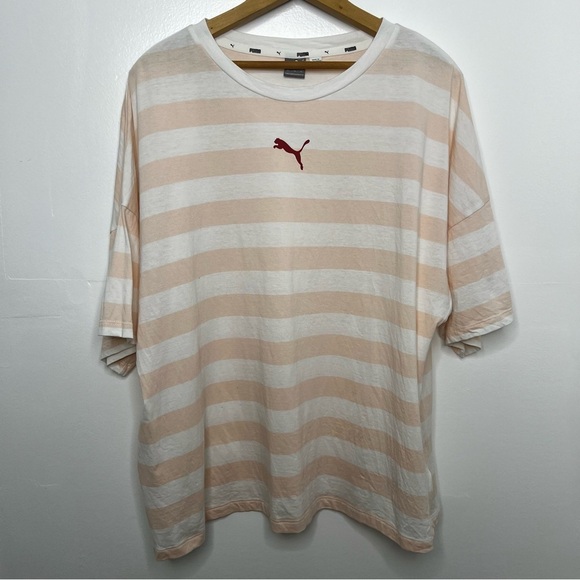 PUMA Cloud Pink Striped Oversized Tee - Picture 2 of 5